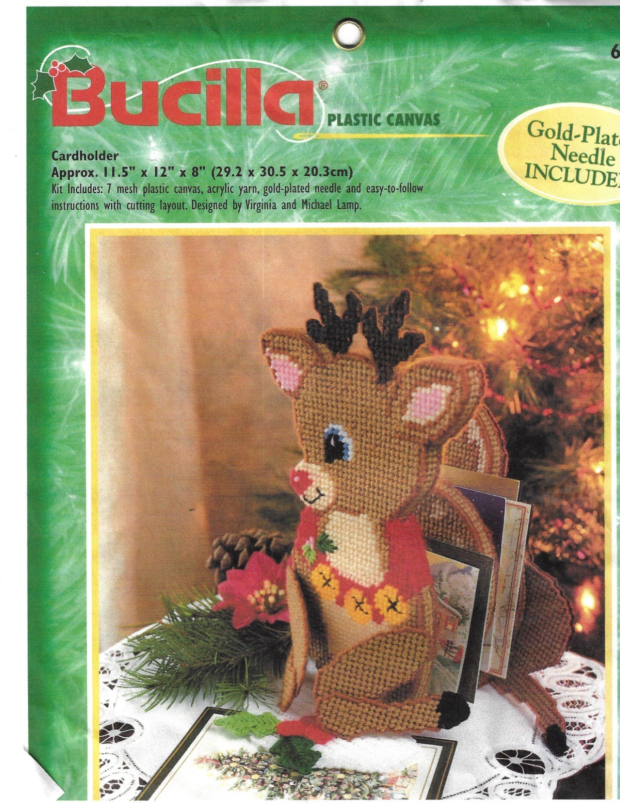 RUDOLPH CARD HOLDER 7ct plastic canvas  PATTERN  (#TF0497)
