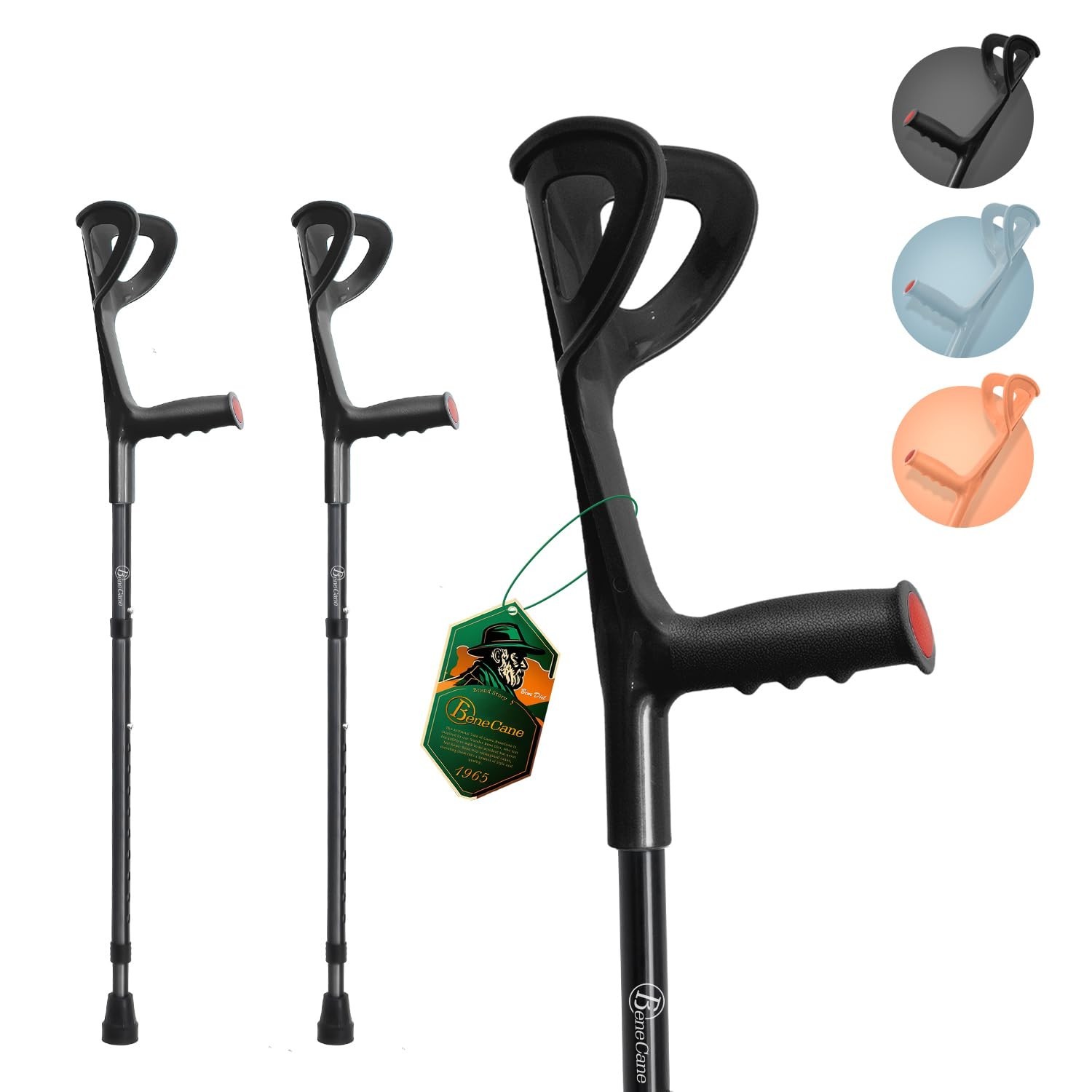 BeneCane Forearm Canes Lightweight Arm Crutch Adjustable Ergonomic Comfortabl...