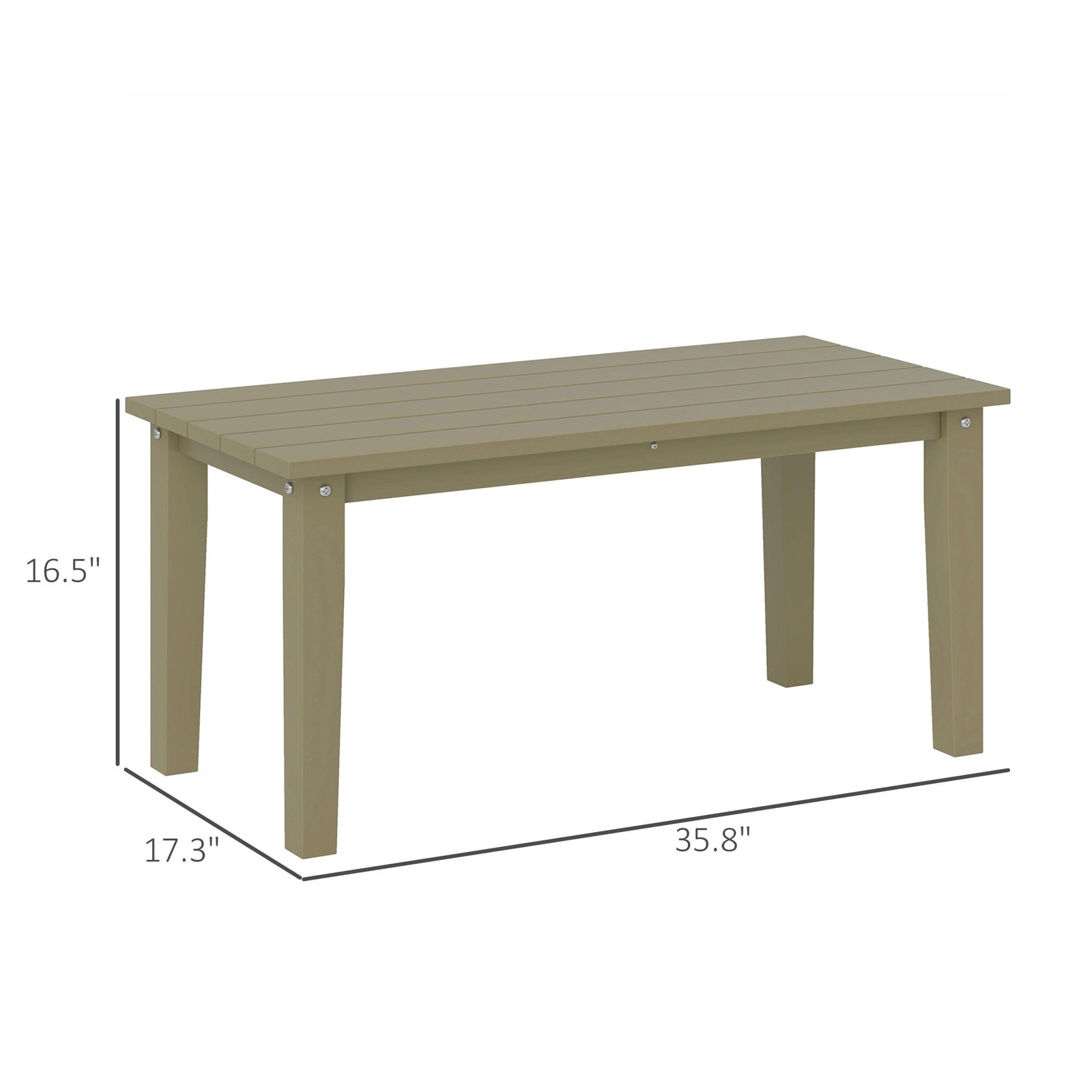 Outsunny HDPE Outdoor Coffee Table, Rectangle Slatted Patio Table, Brown