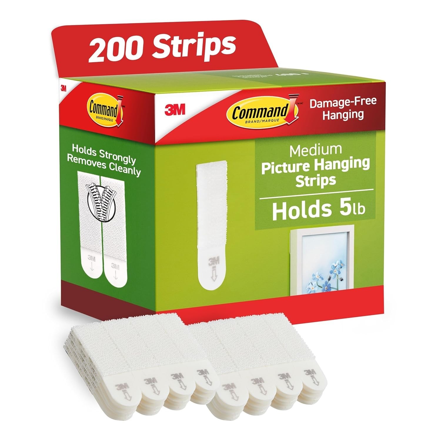 3M Command Medium Picture Hanging Strips White 100 Pairs 200 Strips 17201CABPK