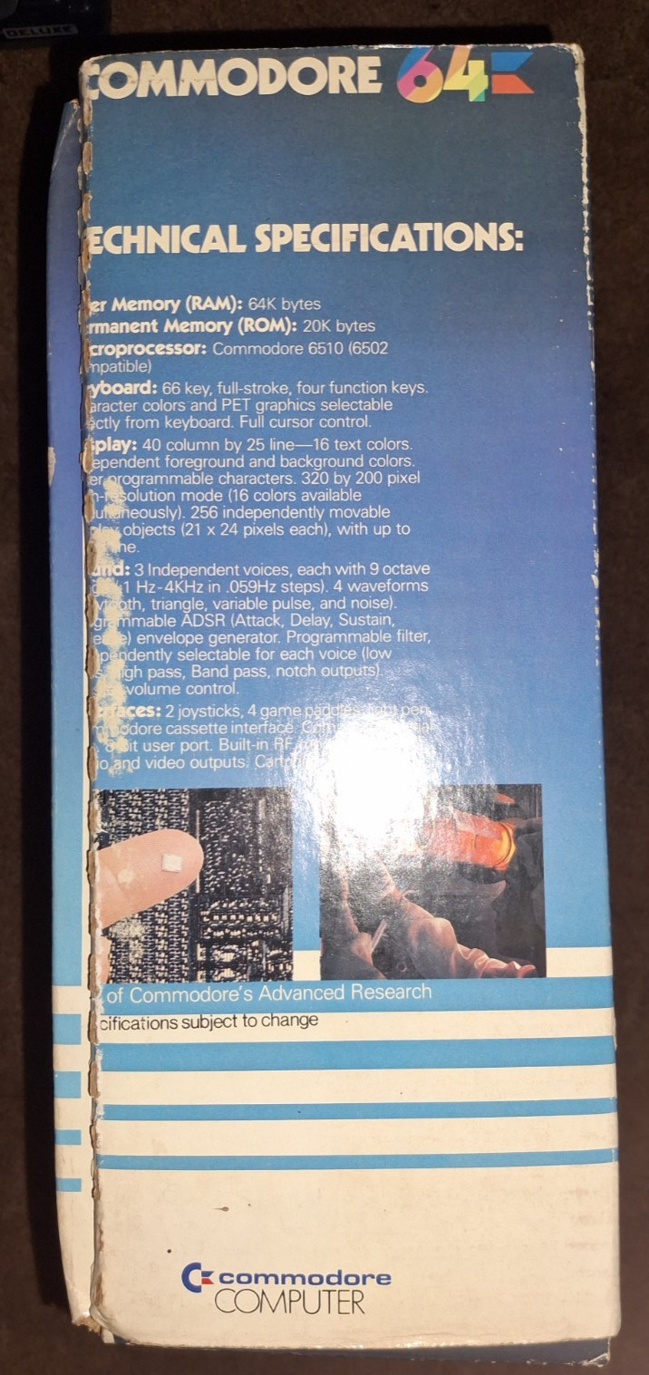 Vintage Original Commodore 64 Computer, 64K Memory, Box, BOX ONLY!