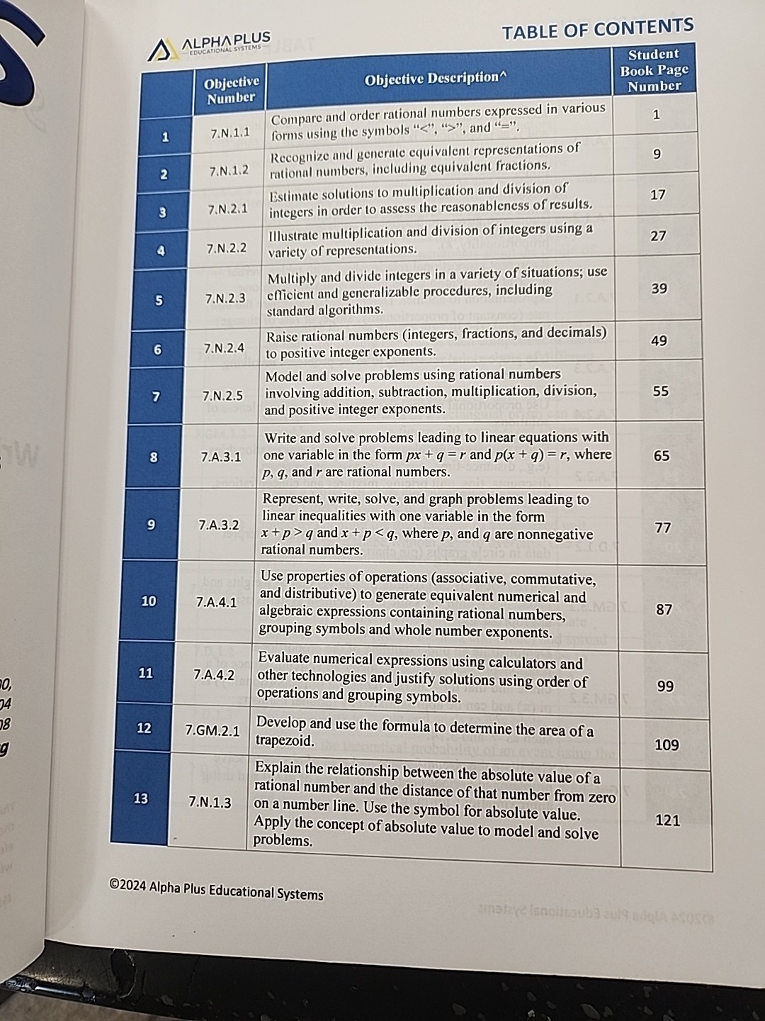 Alpha Plus Math 7 Student Book success with Oklahoma Academic Standards (OAS)
