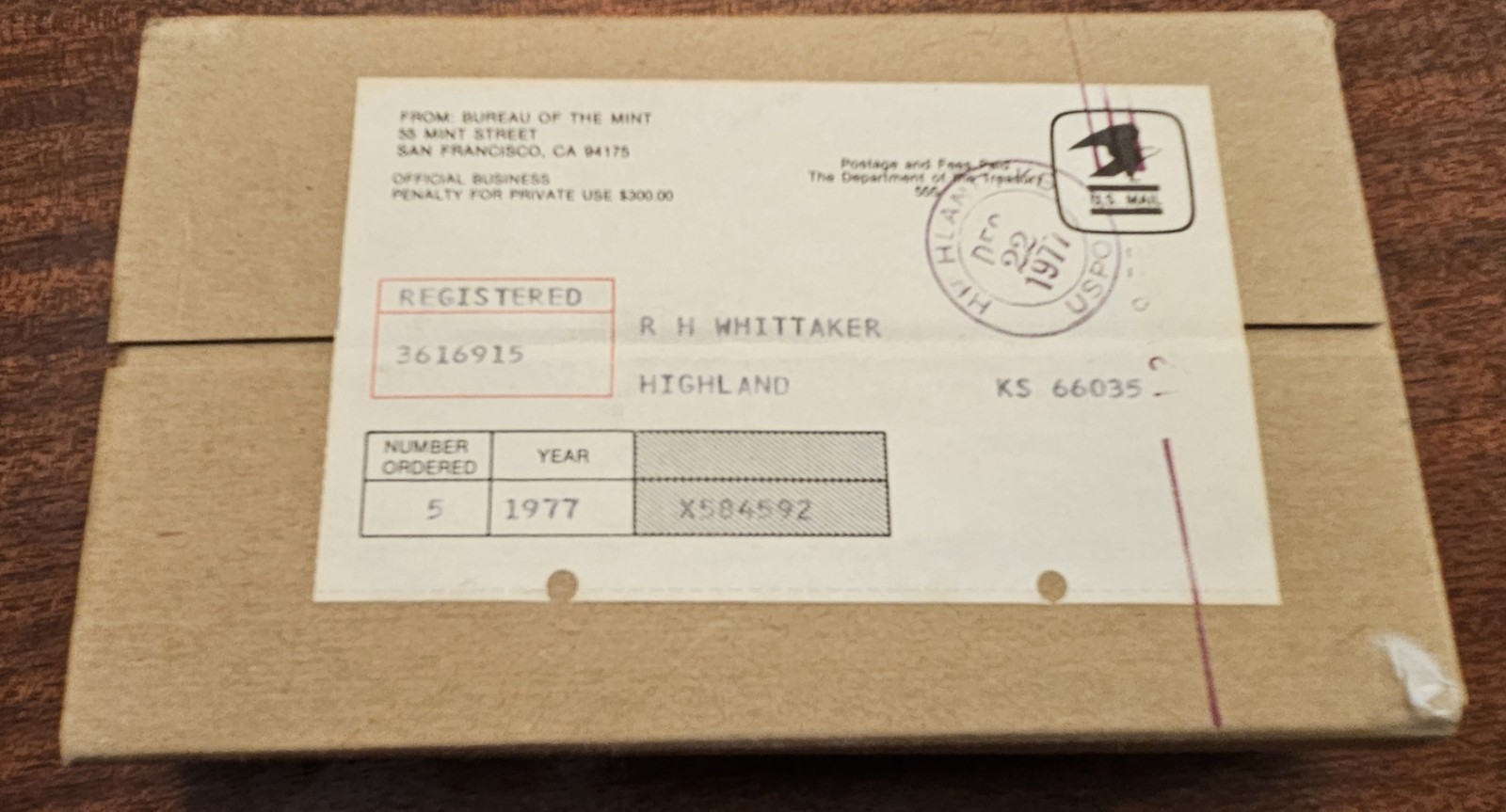 (5) 1977 Mint Sets Uncirculated & Sealed In The Original Mailing Box -Unopened!