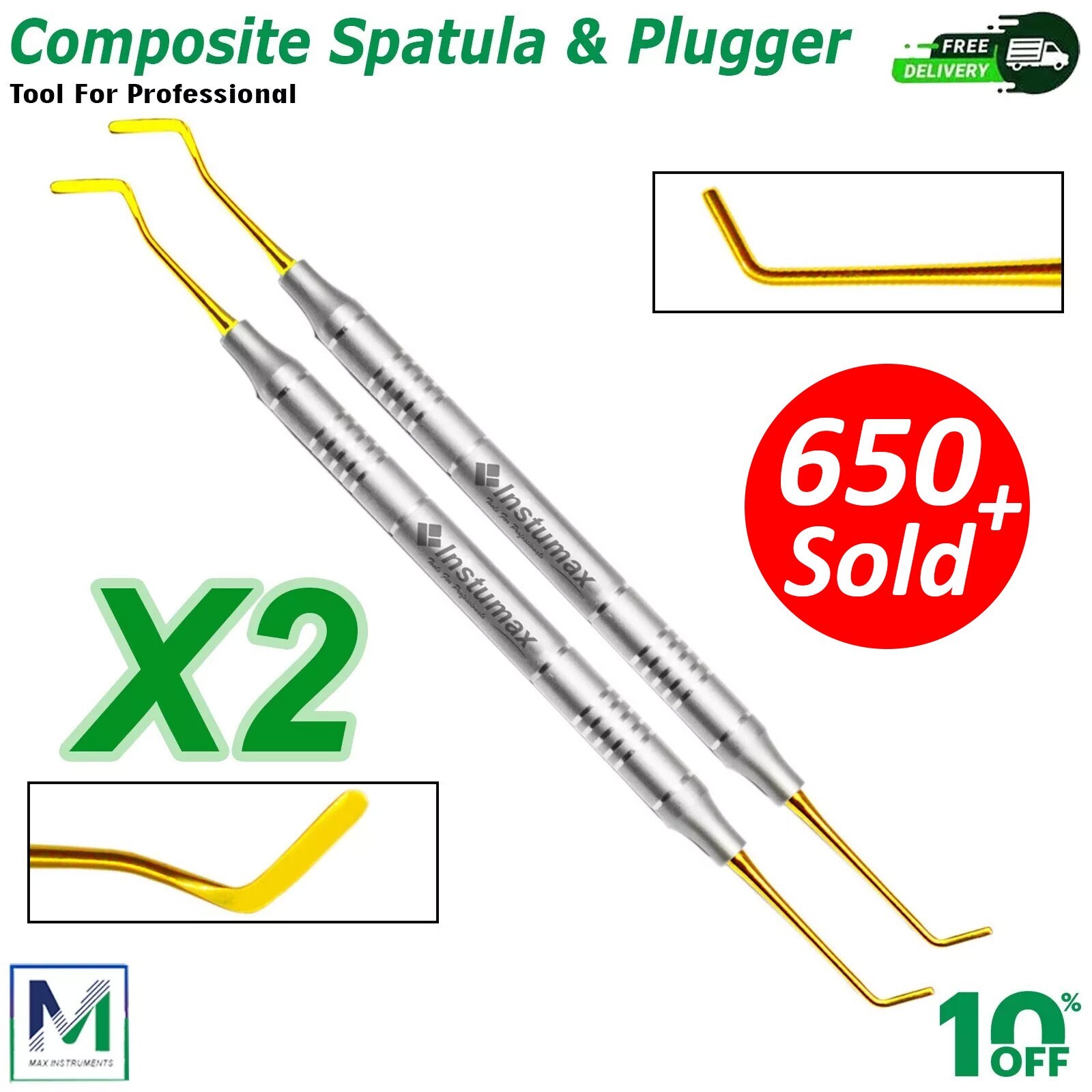FILLING INSTRUMENTS ANTERIOR PLASTIC COMPOSITE DENTAL TITANIUM TOOLS *SET OF 2*