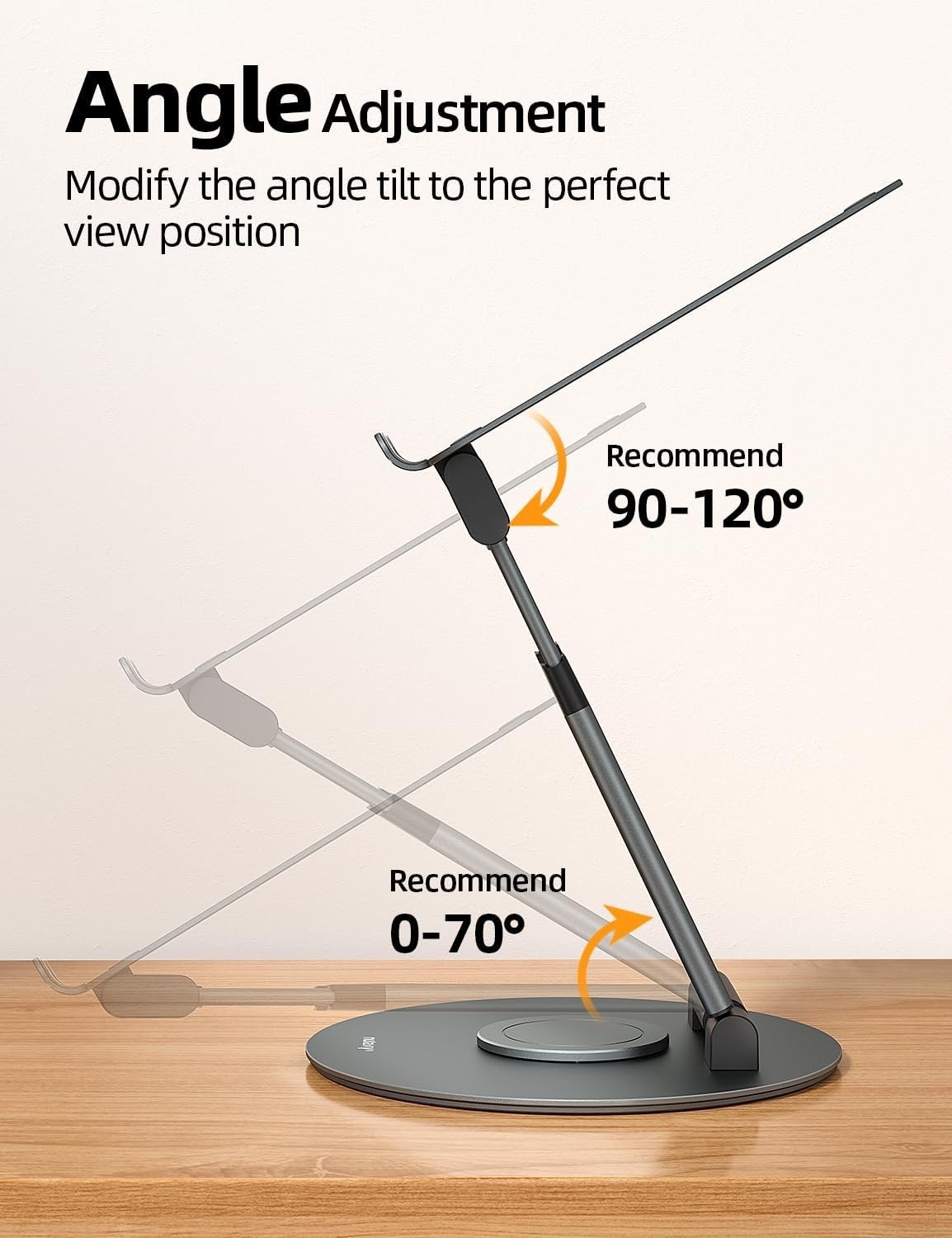 Telescopic 360 Rotating Laptop Stand for Desk Adjustable Height Swivel Pull O...