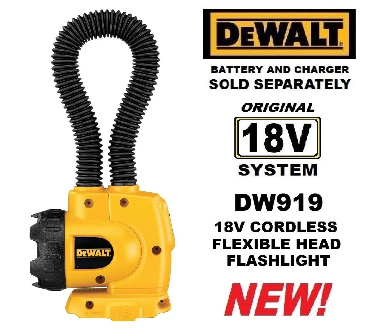DeWalt DW919 18V Volt Flexible Floodlight Work Snake Light - New & Sealed