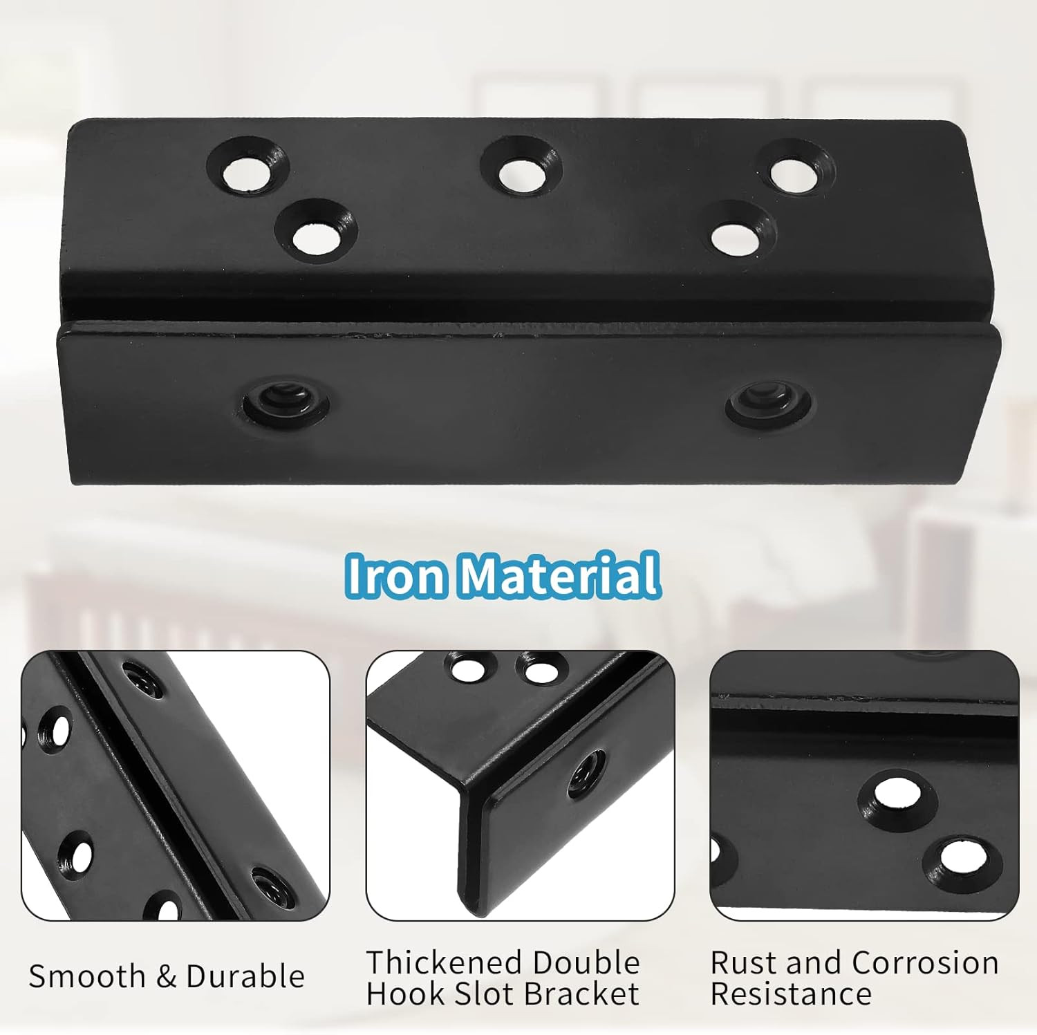 2 Pcs Frame Post Double Hook Bracket, Heavy Duty Hardware Plate Attachment Bra
