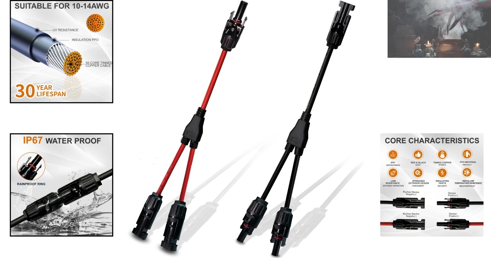 Reliable Y Branch Solar Connectors for Multiple Panel Wiring, Durable & Secure