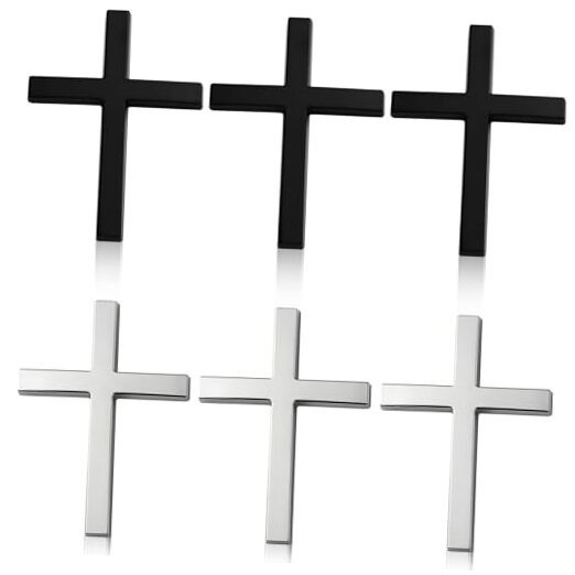 6Pcs Car Cross Metal 3D Stickers, Self-Adhesive Christian Cross Stickers