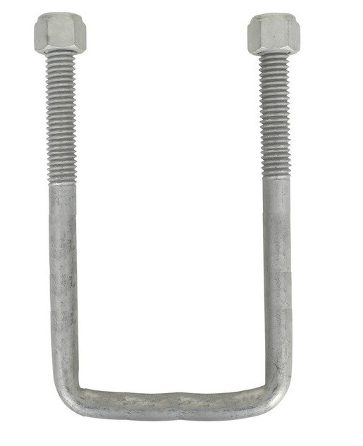 Square U-Bolt 7/16" Thick x 2-1/4" ID x 5-1/2" Long w/ Zinc Plated Nuts S126