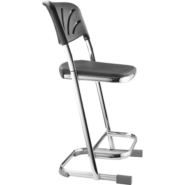 National Public Seating 6622B Square Stool With Backrest, Height 22"Black