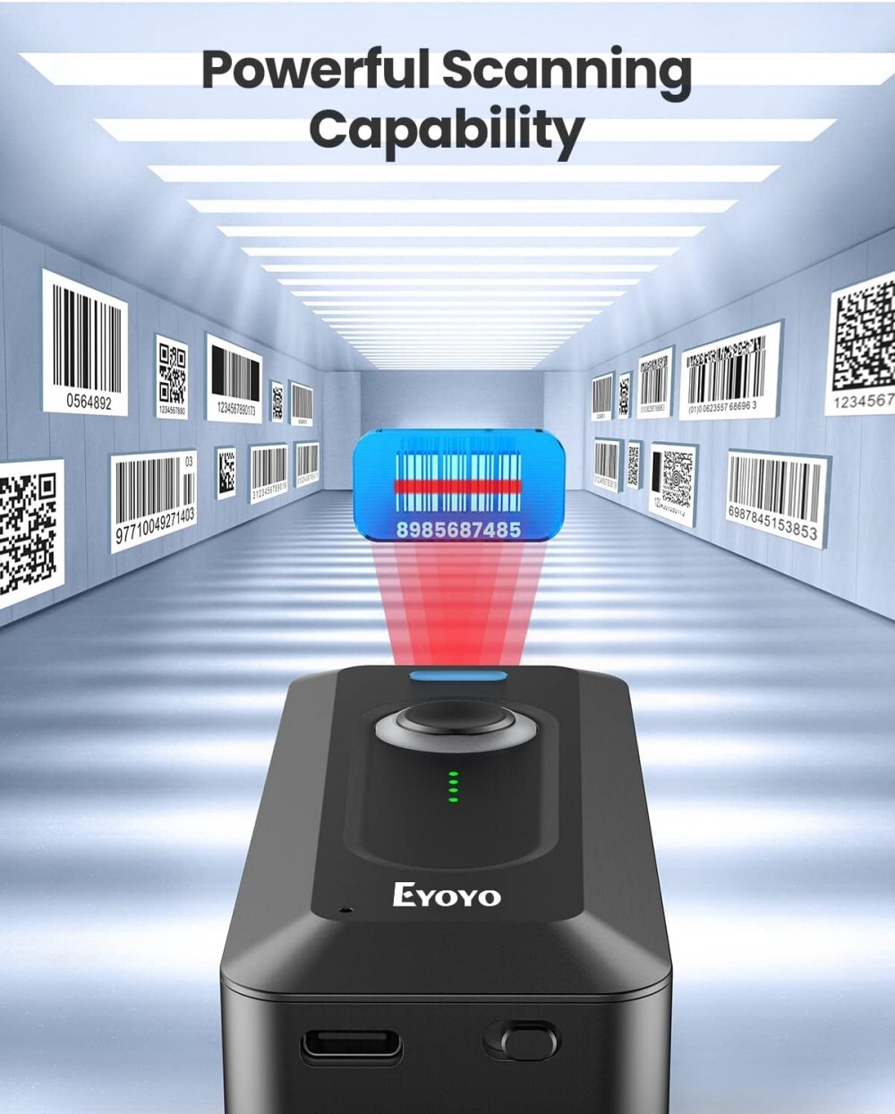 2D Bluetooth Barcode Scanner Wireless Portable Mini QR Bar Code Reader Used
