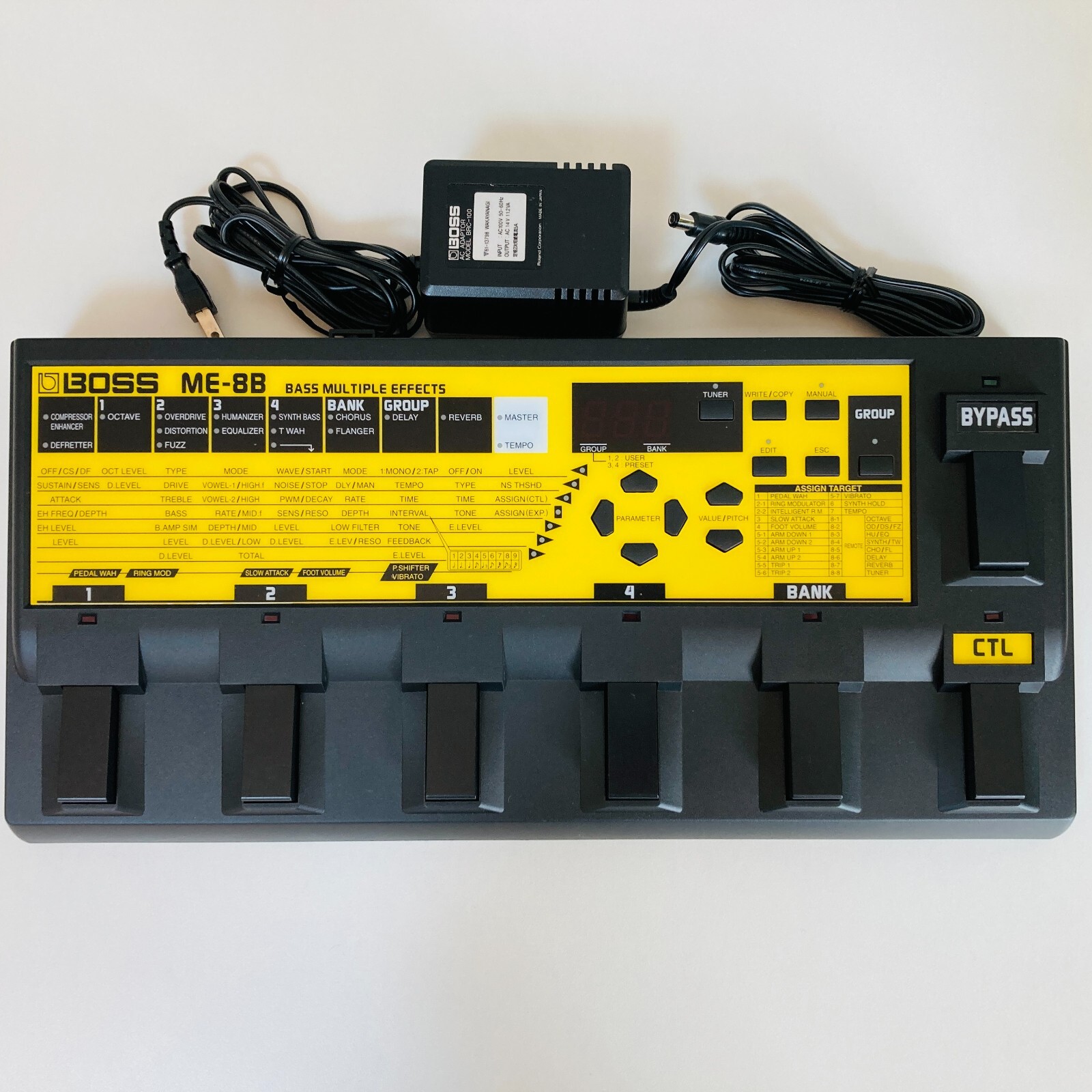 BOSS ME-8B Bass Multiple Effects with Adapter Tested from Japan