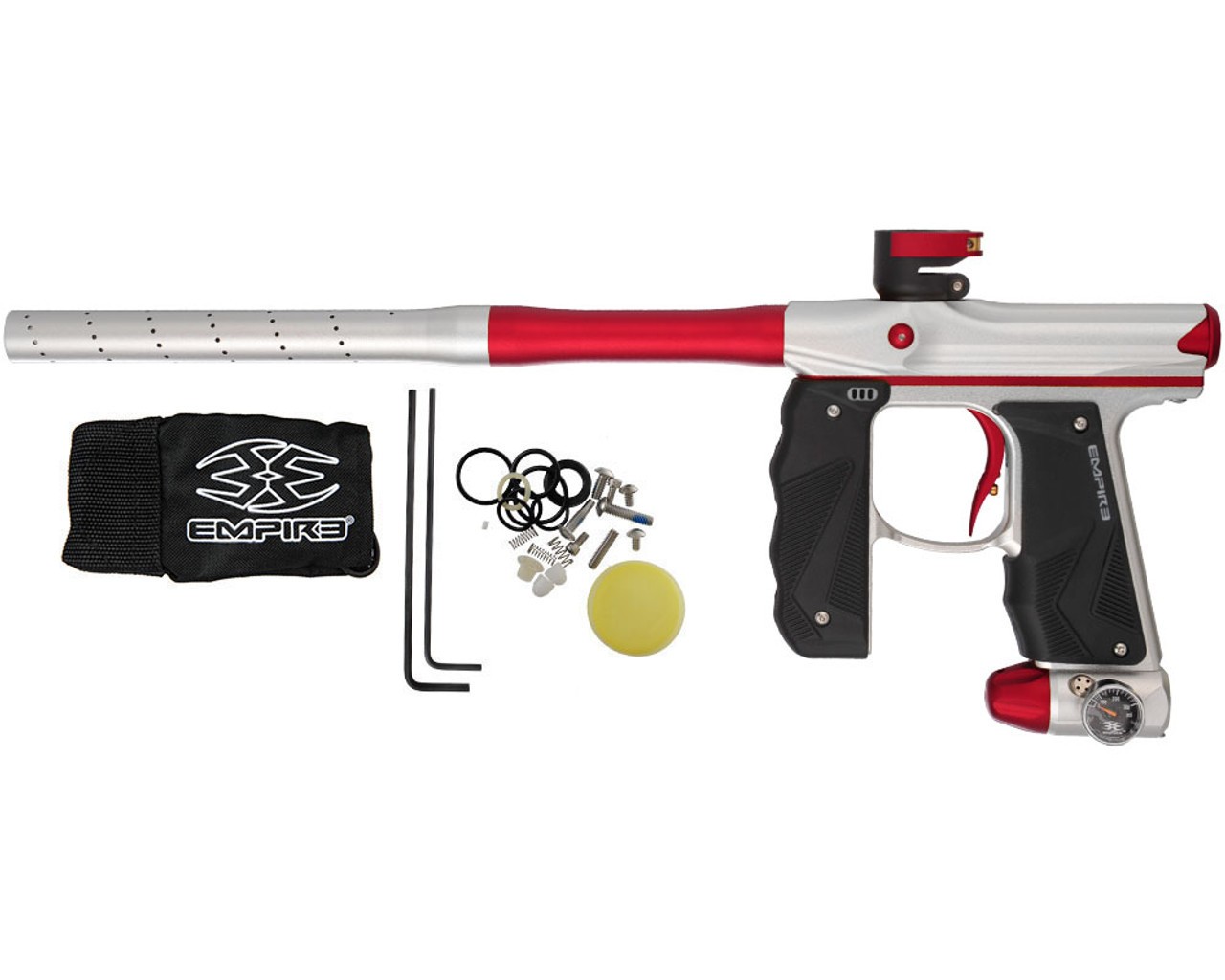 Empire Mini GS Paintball Marker- Dust Silver / Red