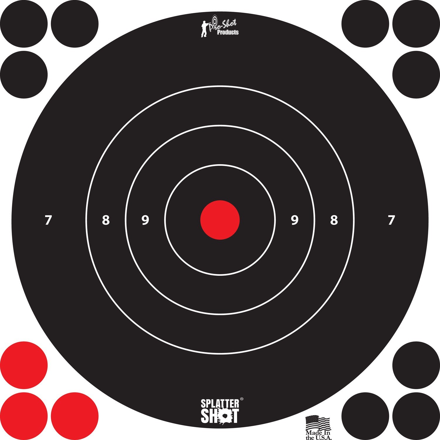 Pro-Shot 8BWHITE6PK SplatterShot Self-Adhesive Paper Black/White 8" Bullseye 6 P