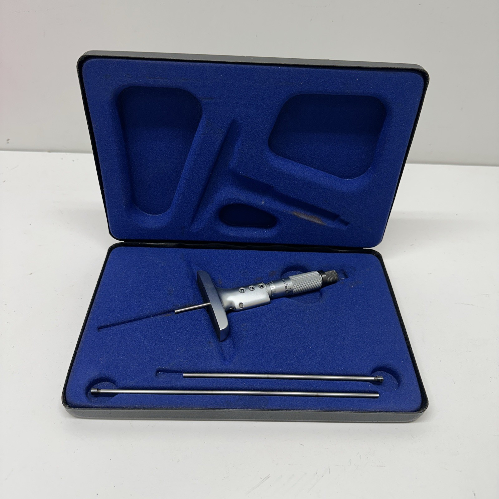 J.T. Slocomb Speedmike Micrometer Depth Gauge Gage, 3 Rods With Case
