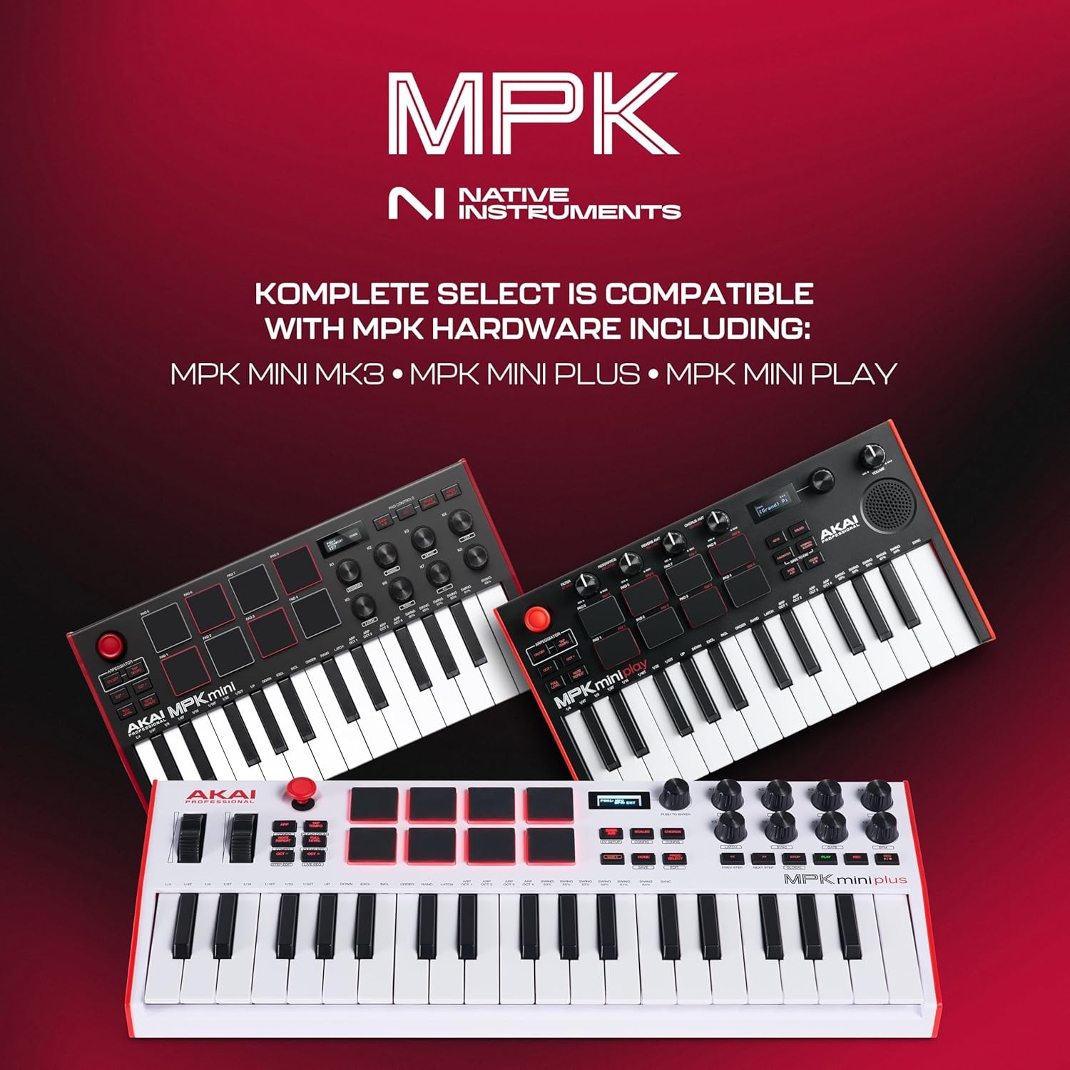 MPK Mini Plus,USB MIDI Keyboard Controller with 37 Mini Keys,8 MPC Pads