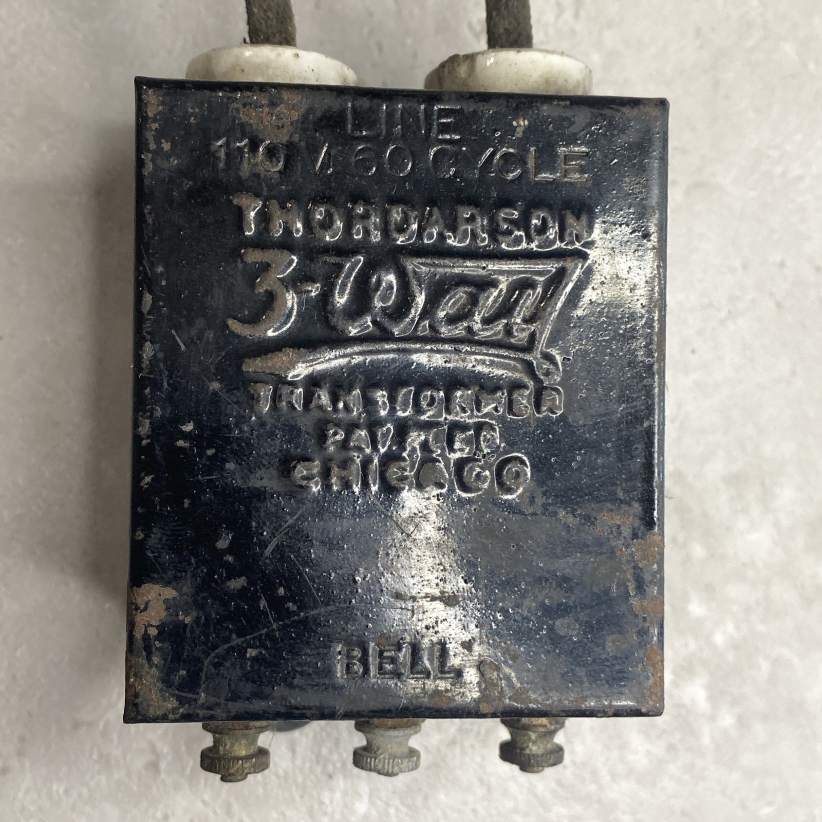 Vtg Thordarson 3 Way Bell Power Transformer Knob Tube 110 Volt 60 Cycle Chicago