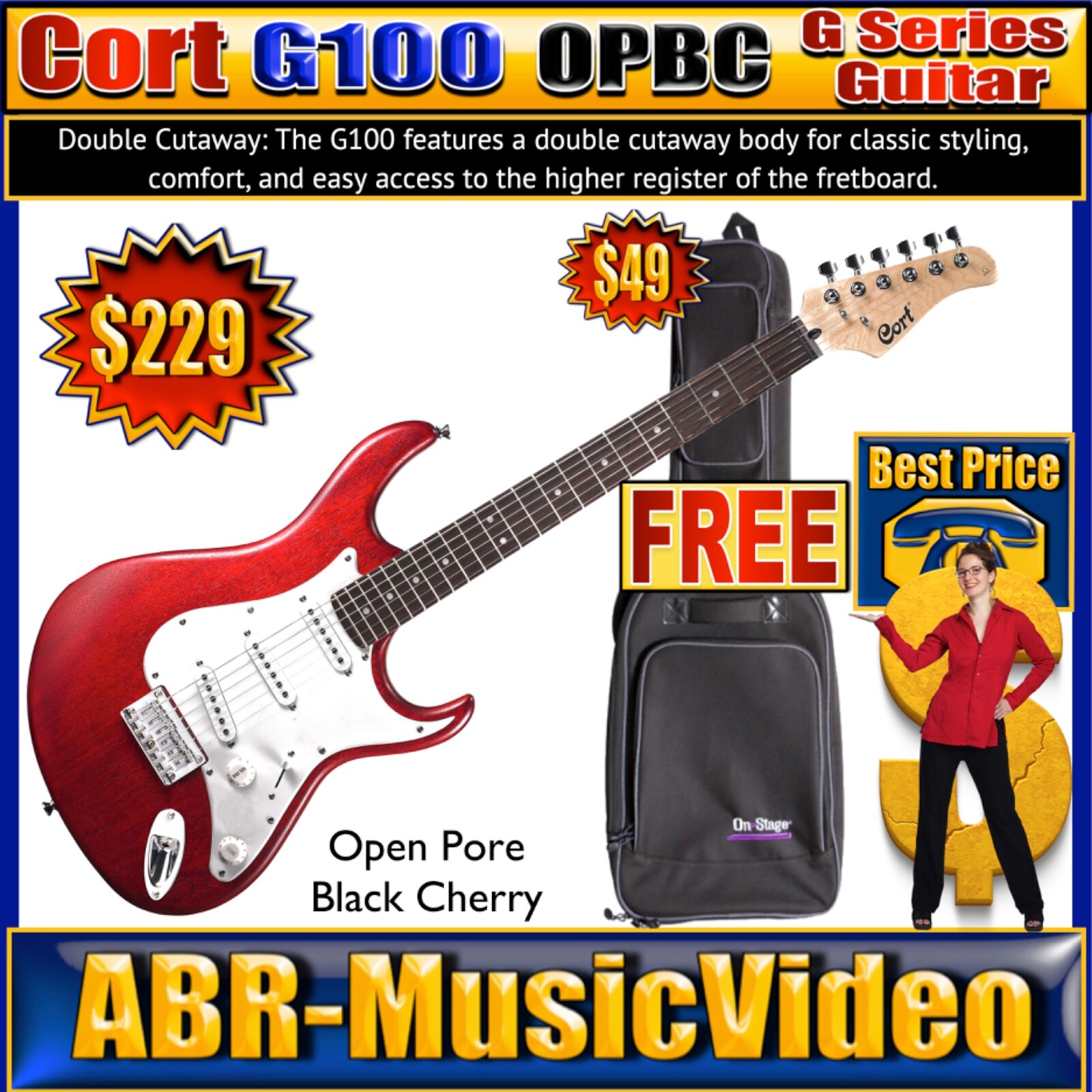 Cort X700 DUALITY AVB X Series Guitar & Line 6 Spider V 20 MkII 1x8" 20-watt