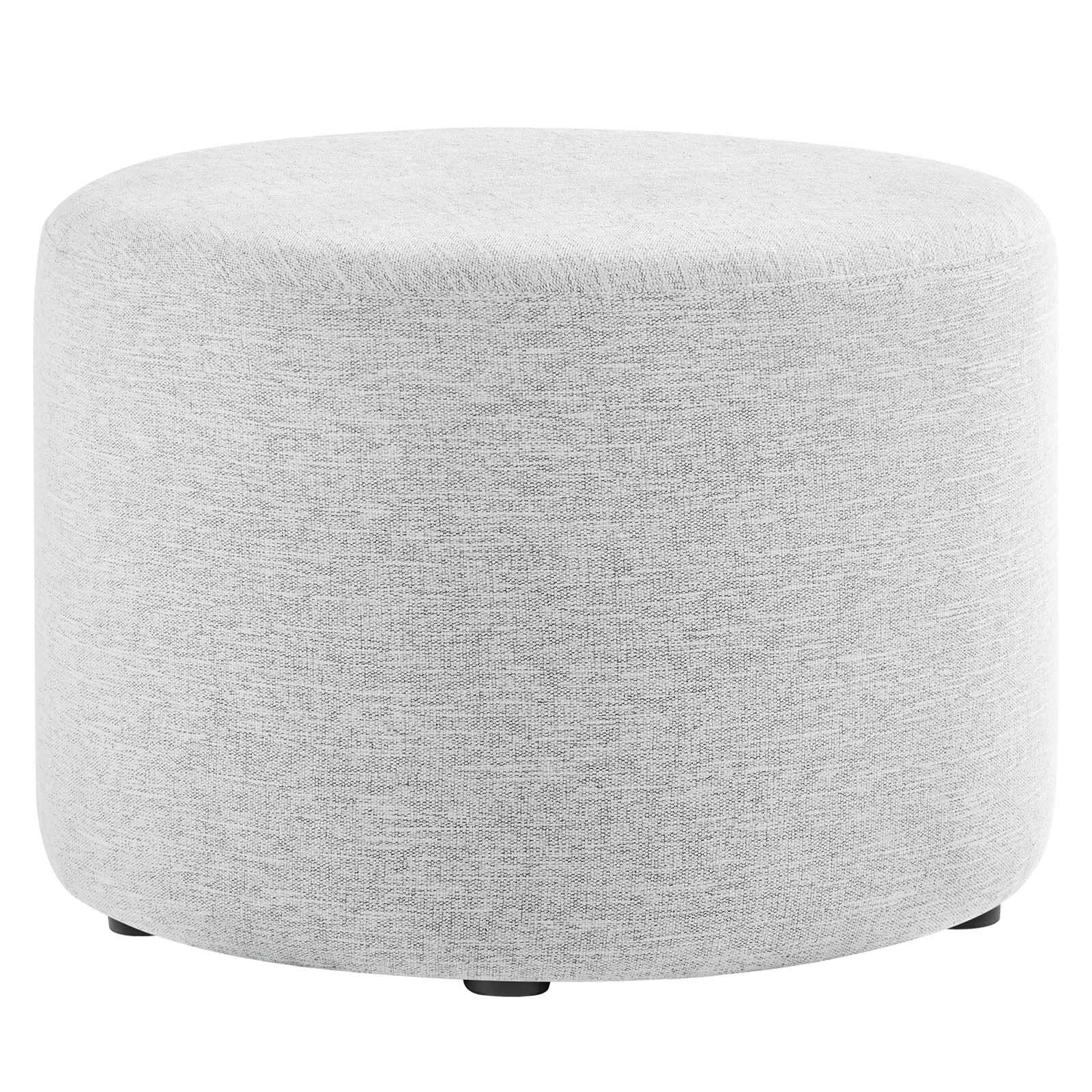 Modway Large 23" Round Woven Heathered Fabric Upholstered Ottoman