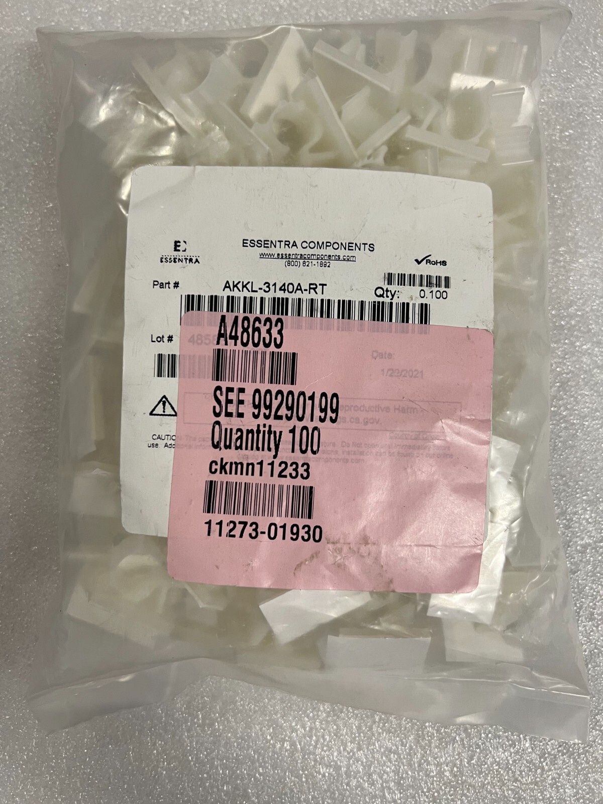 Qty.  100 RP309-ND CBL CLIP C-TYPE NATURAL ADHESIVE Wire Clip - Lot of 100