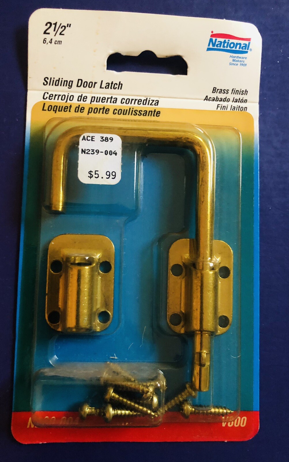 National Hardware Sliding Door Latch 2 1/2" N239-004 Brass Finish V800