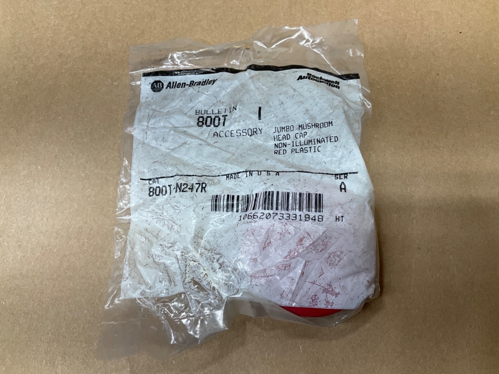 Allen Bradley Red Mushroom Head Cap 800T-N247R Series A Push-Pull Cap #77C11*IAC