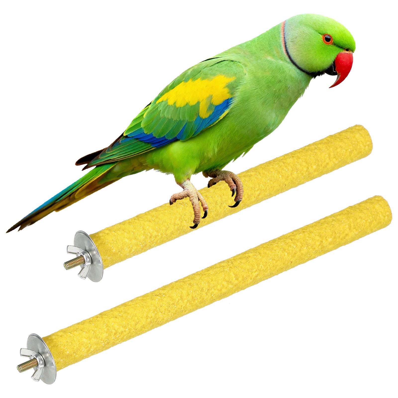 Bird Cage Perch, Parrot Grinding Claw Sticks, 8/10 Inch, (Wooden, Yellow, 2Pcs)
