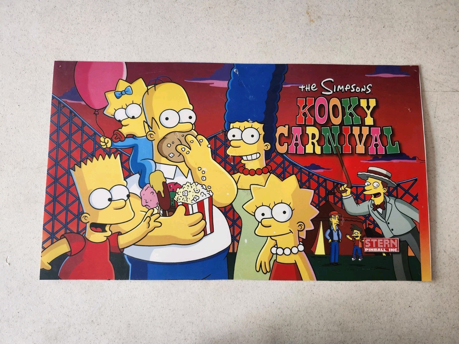 The SIMPSONS KOOKY CARNIVAL PINBALL Poster Backdrop - Stern