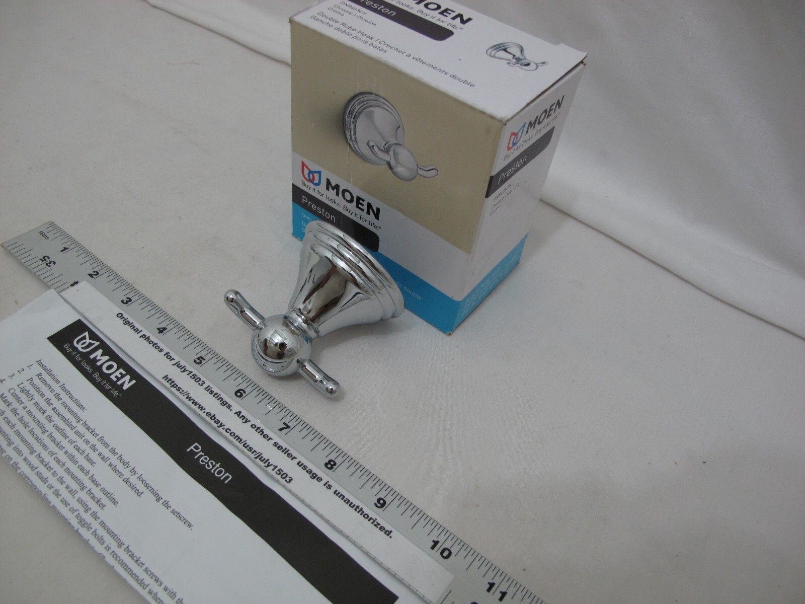 (1) NEW Moen Preston Double Robe Hook - CHROME - DN8403CH