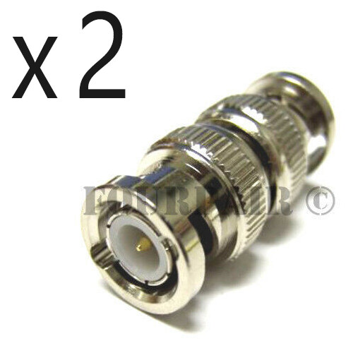 2 Pack Lot - BNC Barrel Coupler CCTV RF Video RG59 RG6 Adapter Male to Male M/M