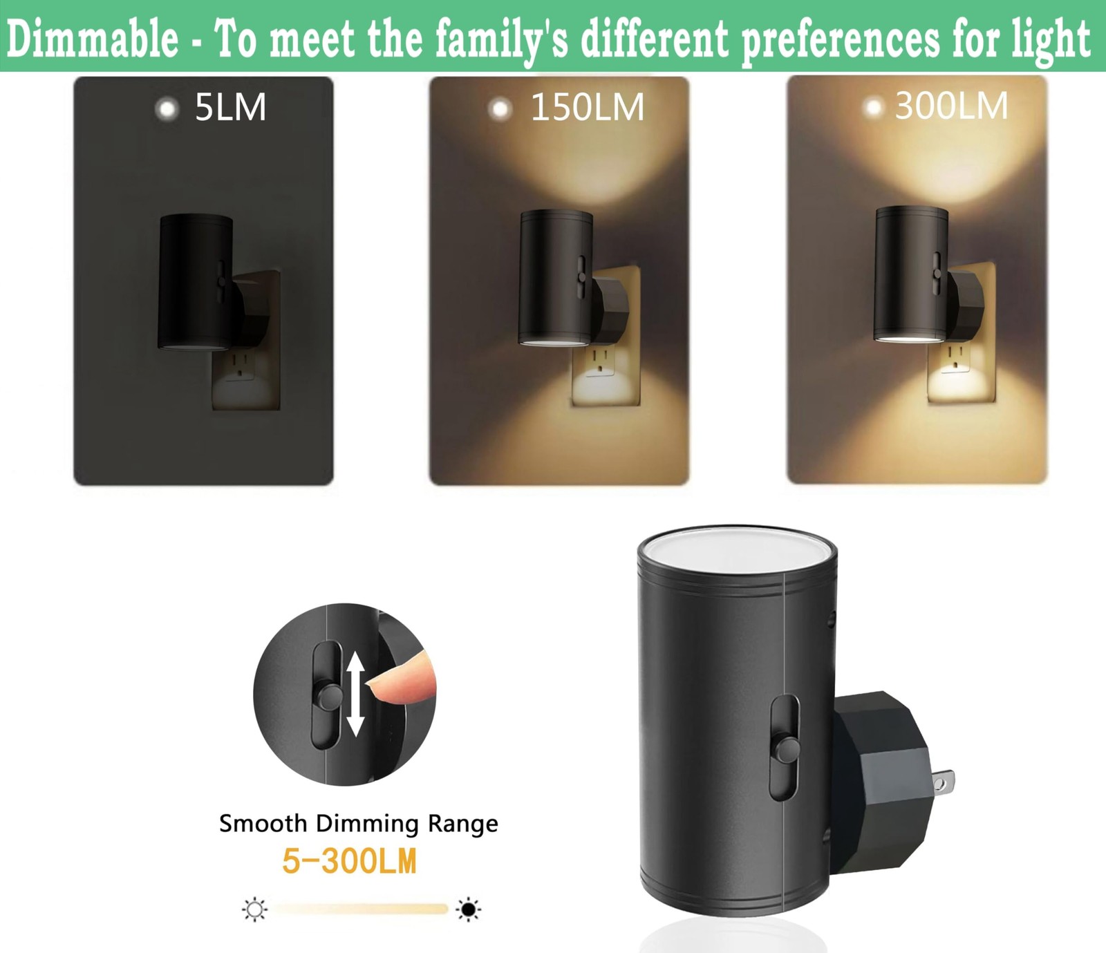 4 Pack Dimmable LED Night Light Plug-in with Dusk to Dawn Sensor, 5000K Dayli...