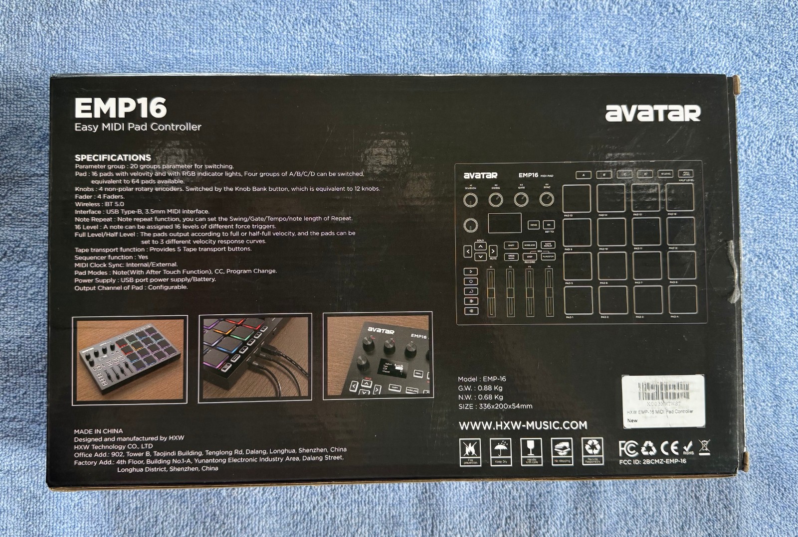 HXW Avatar EMP16 MIDI Pad Controller and Beat Maker with Bluetooth (Open Box)