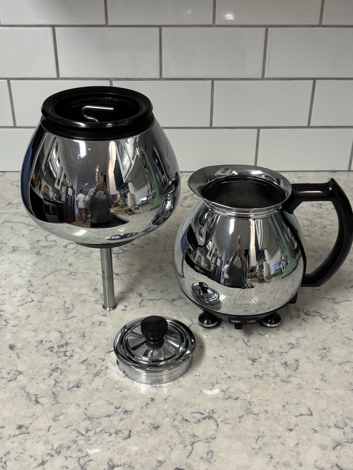 Vintage Sunbeam Coffeemaster “Double Bubble” C20B chrome vacuum coffee maker.