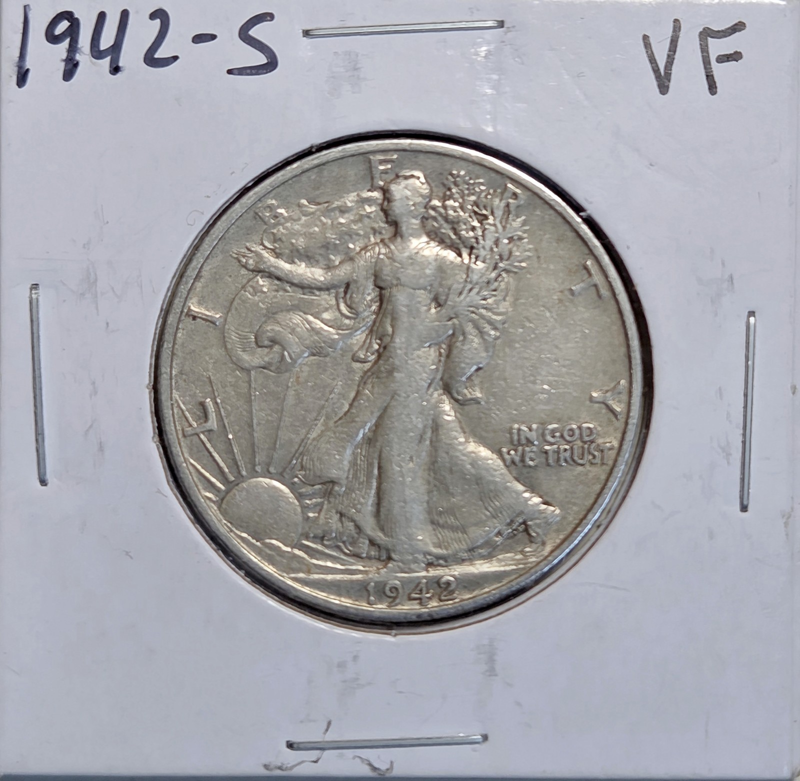 1942 S VF Walking Liberty Silver Half Dollar 50C US Coin