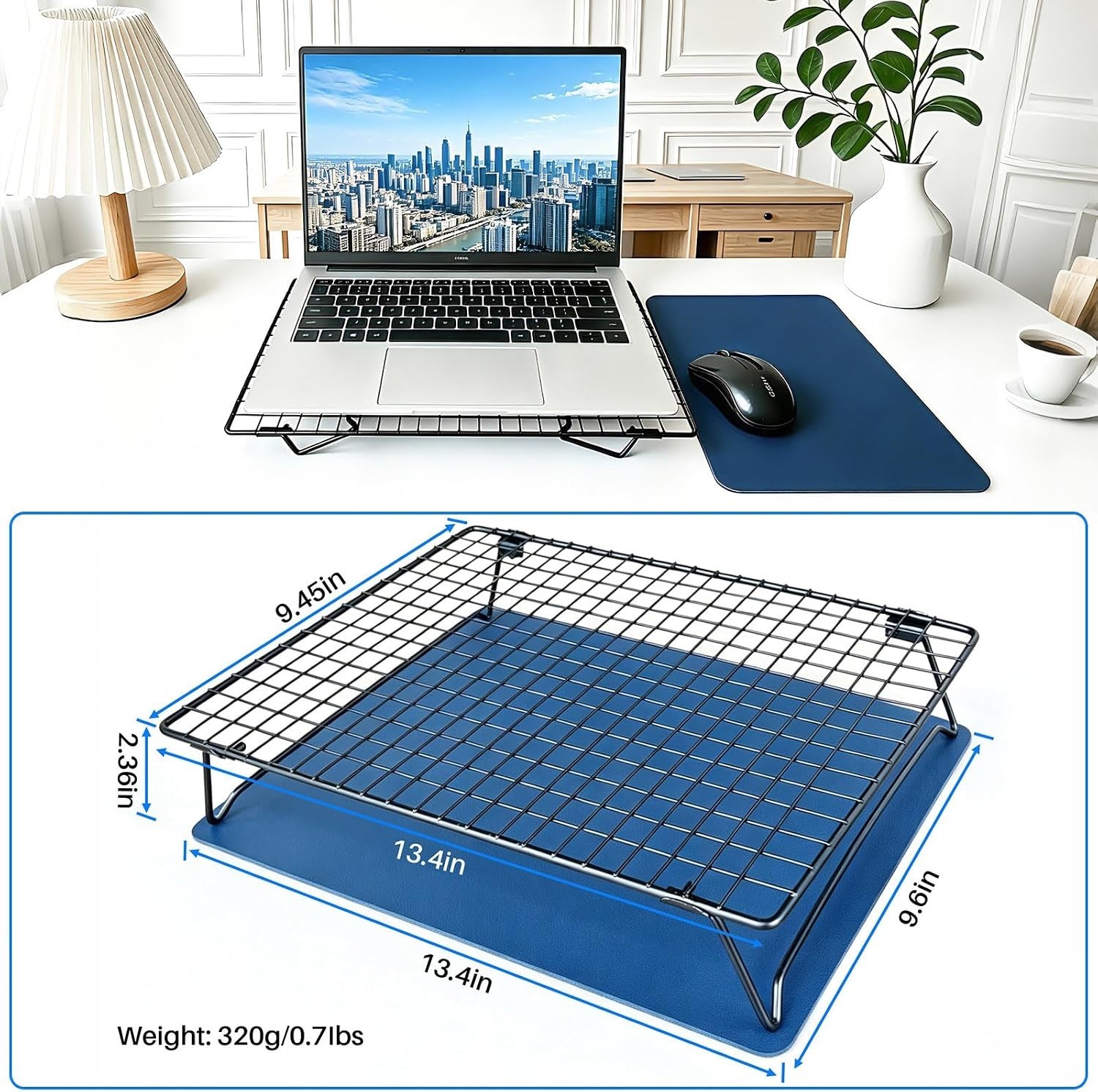 Adjustable Laptop Stand for Desk with Mouse Pad, Ergonomic Metal Foldable Lap...