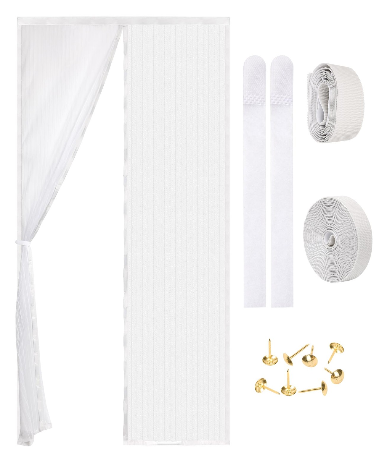 Amzjjle Magnetic Screen Door  Self Sealing, Heavy Duty, Hands Free Mesh Parti...