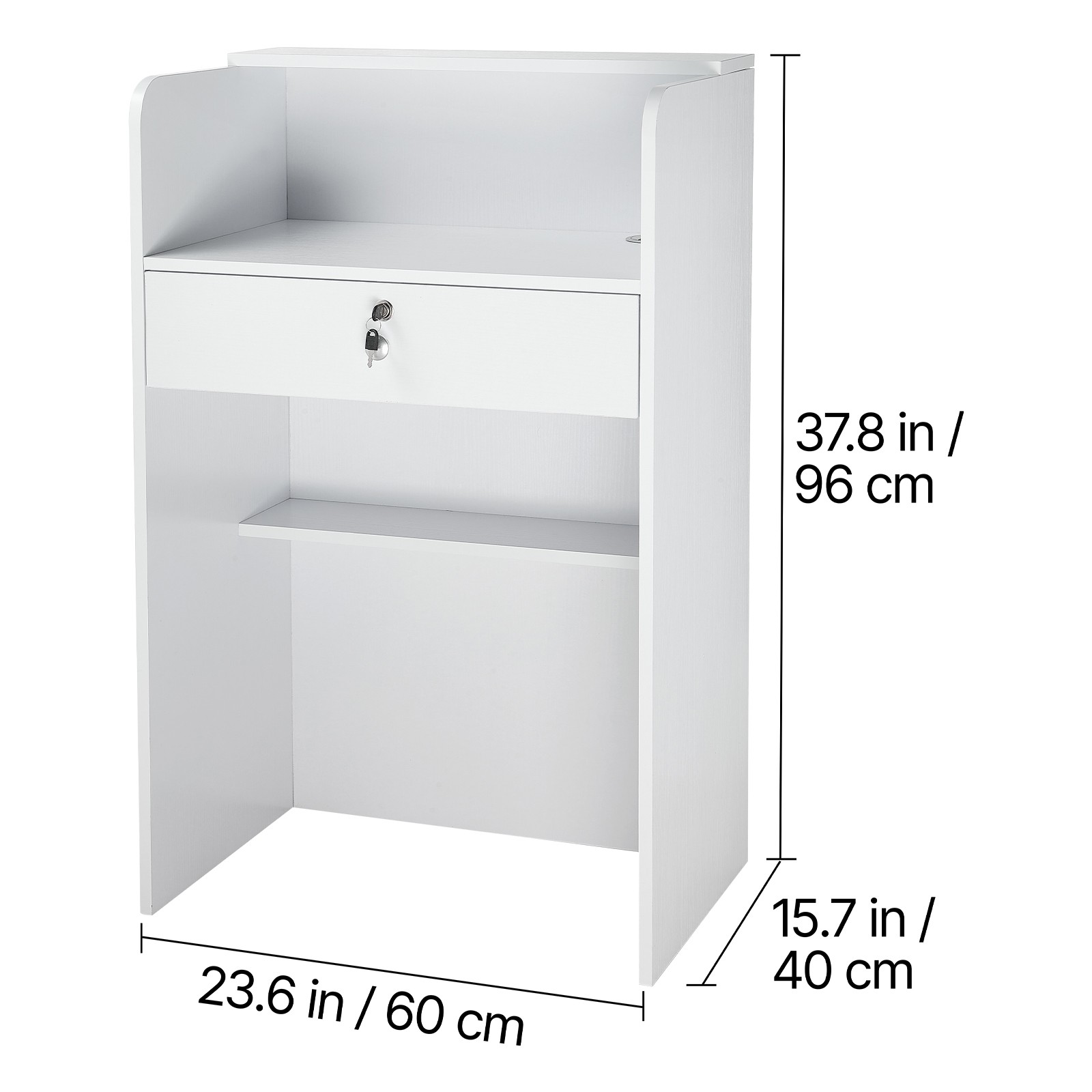 Uimoso Reception Desk 23.6-inch Compact Rectangular Counter with Storage Drawer