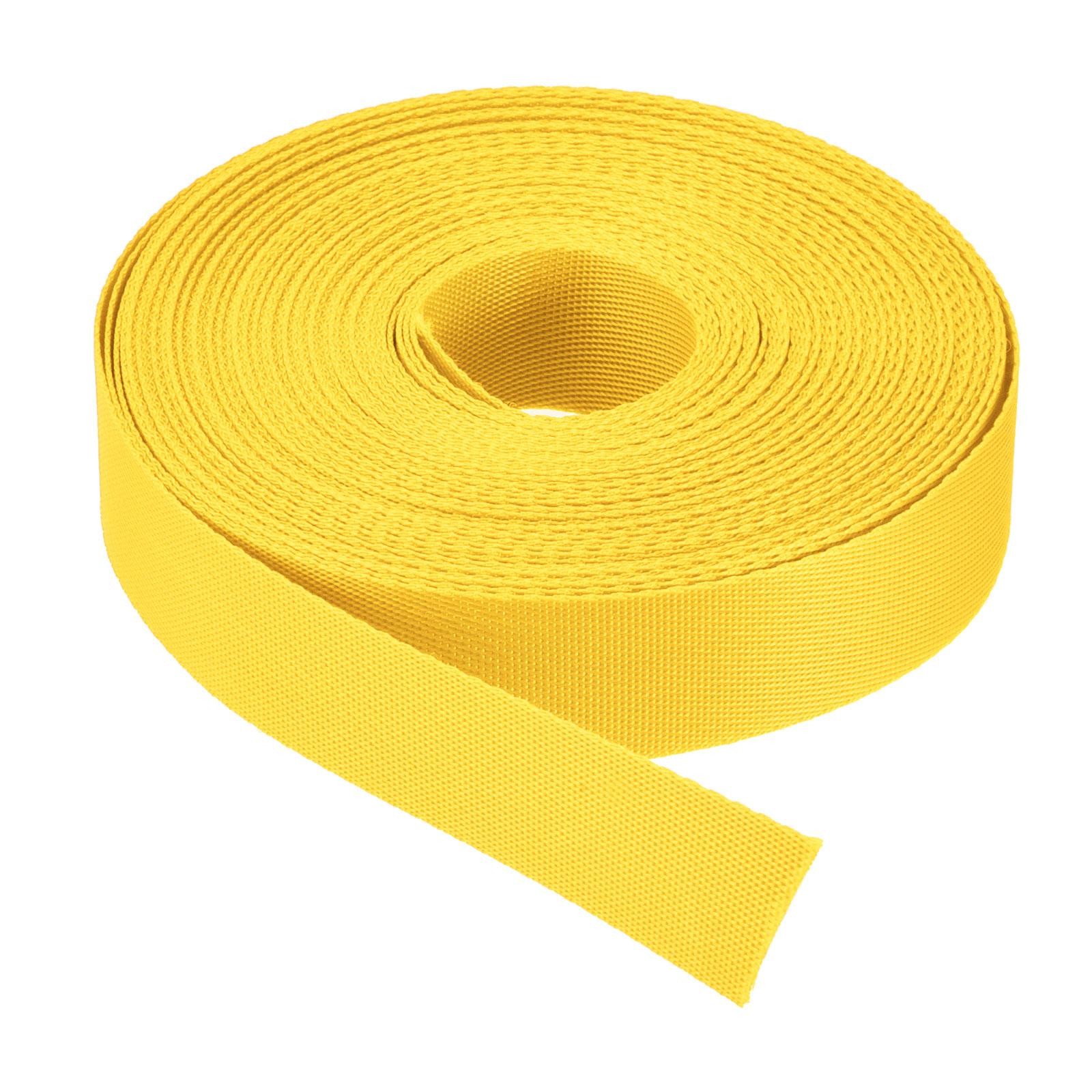 Flat Nylon Webbing Strap 1 Inch 15 Yards Yellow for Backpack, Luggage-rack