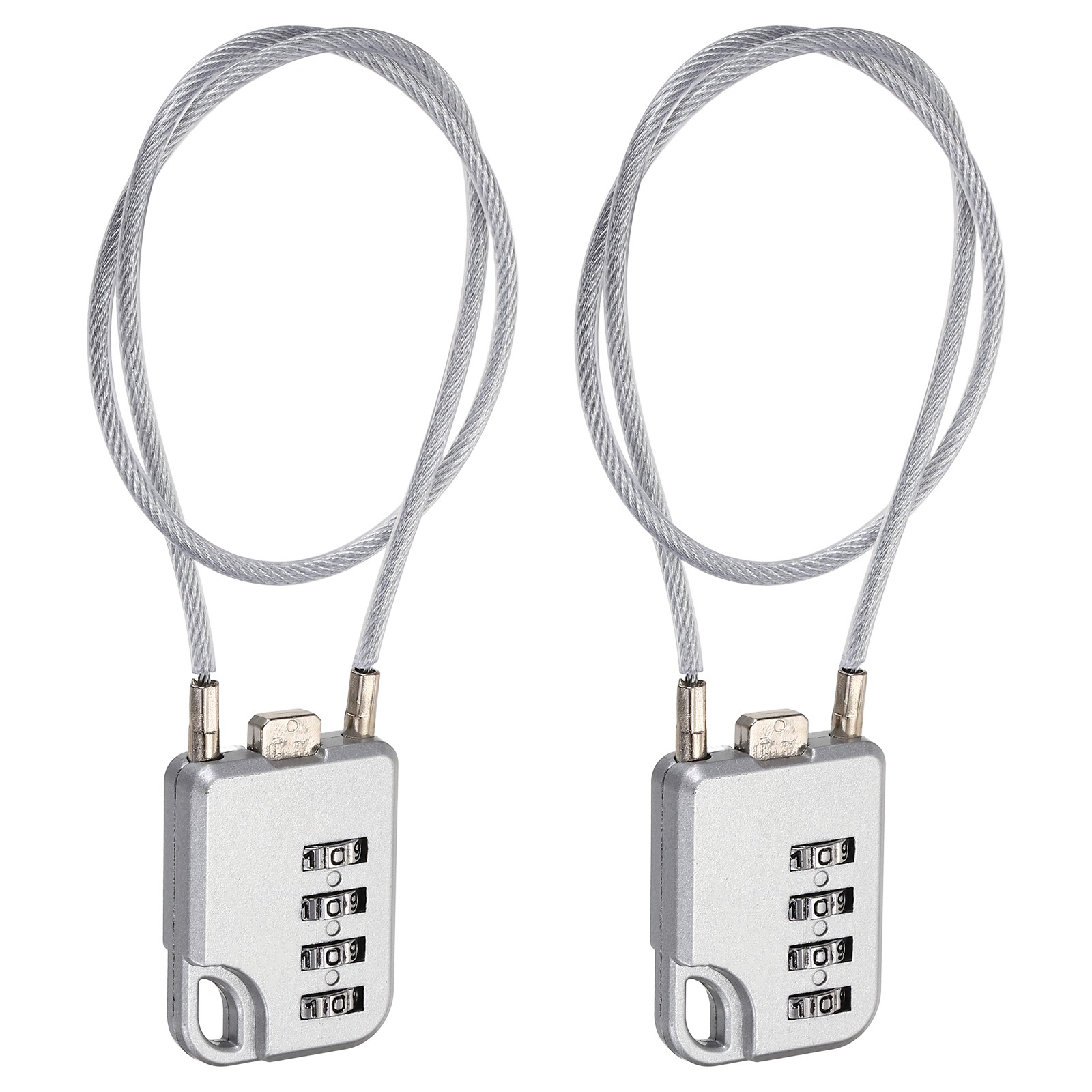 4-Digit Combination Padlock with Coated Steel Wire Rope (15.8 Inch, Grey) (2Pcs)