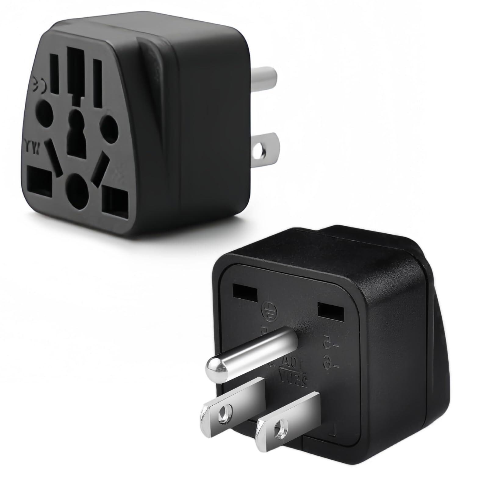 2 Pack US Travel Plug Adapter Universal to American Outlet Plug Adapter