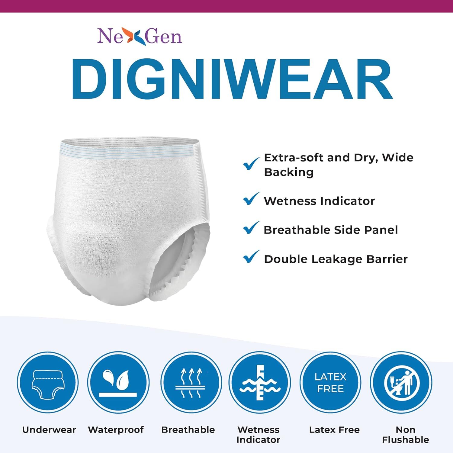 Digniwear Protective Underwear, Normal Absorbency, XX-Large, 48 Count - DGP1025