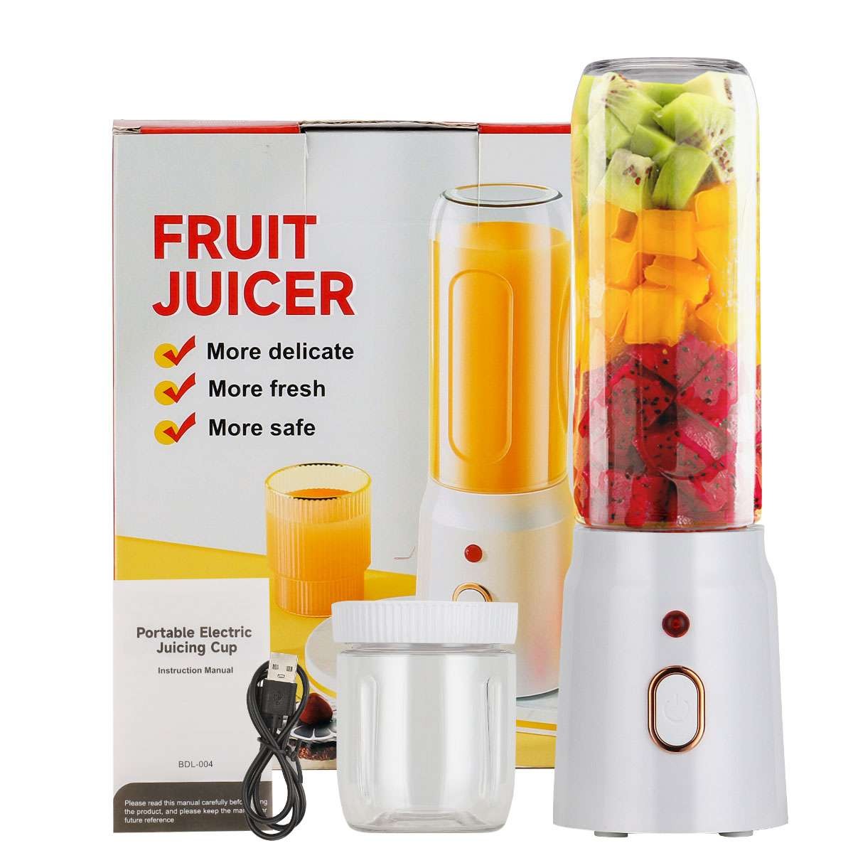 450ML USB Rechargeable Portable 10 Blades Personal Mini Juicer Cup Blender 16OZ