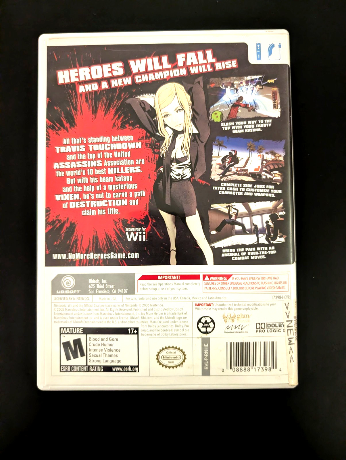 No More Heroes Nintendo Wii CASE ONLY Authentic Guaranteed