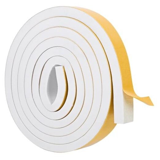 Door Window Weather Stripping Self Adhesive 1/2 In X 1/4 In x 16.5Ft White