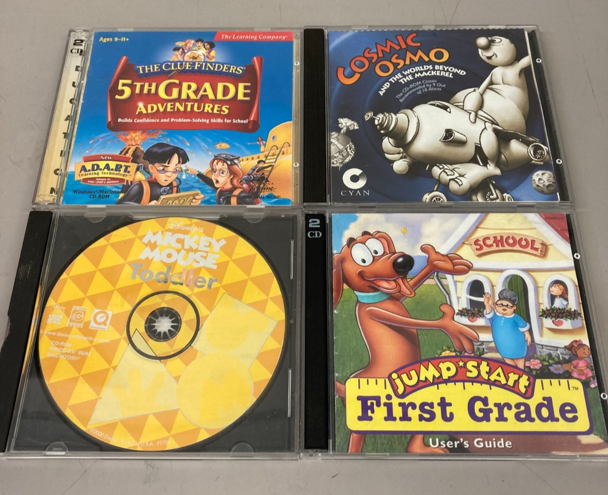 Lot of 4 Cds Disney Mickey Mouse Toddler,  Cosmic Osmo, Jump Start (see descrip)