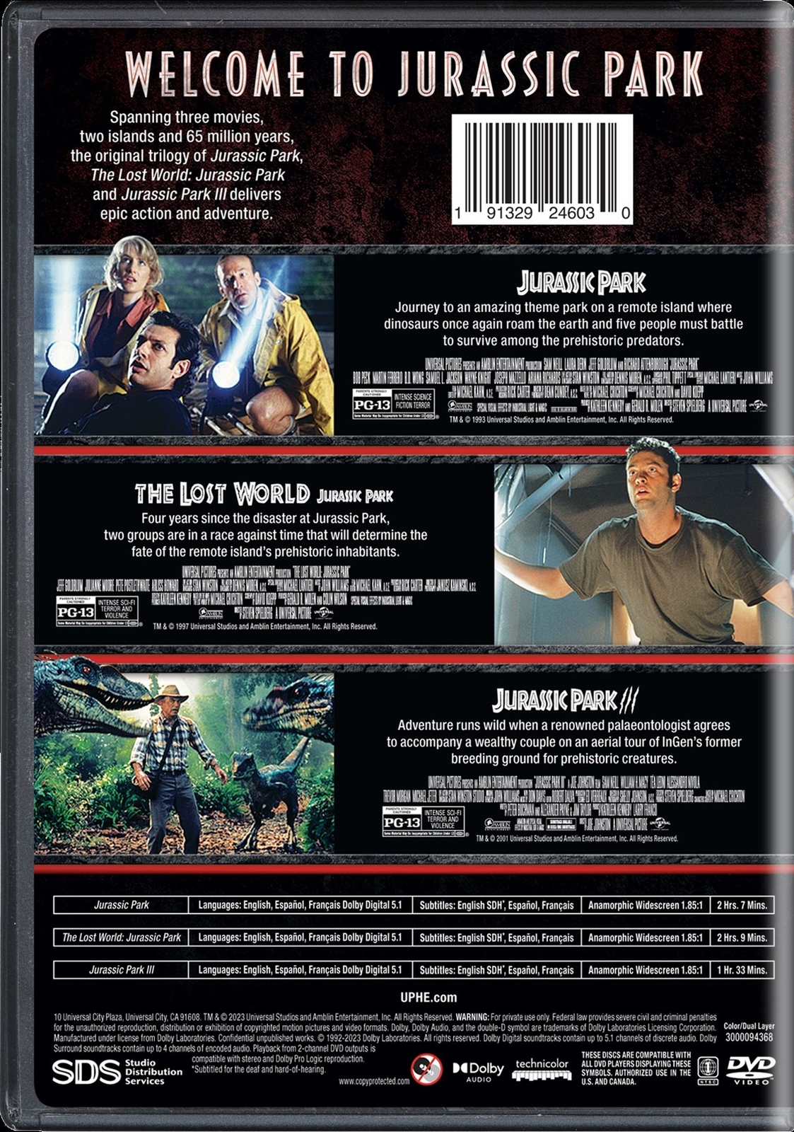 Jurassic Park Trilogy Collection DVD Richard Attenborough NEW