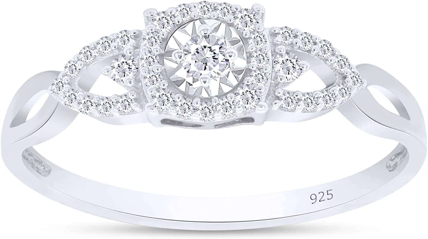 1/4ct Infinity Split Shank Promise Ring Natural Round Diamond Sterling Silver