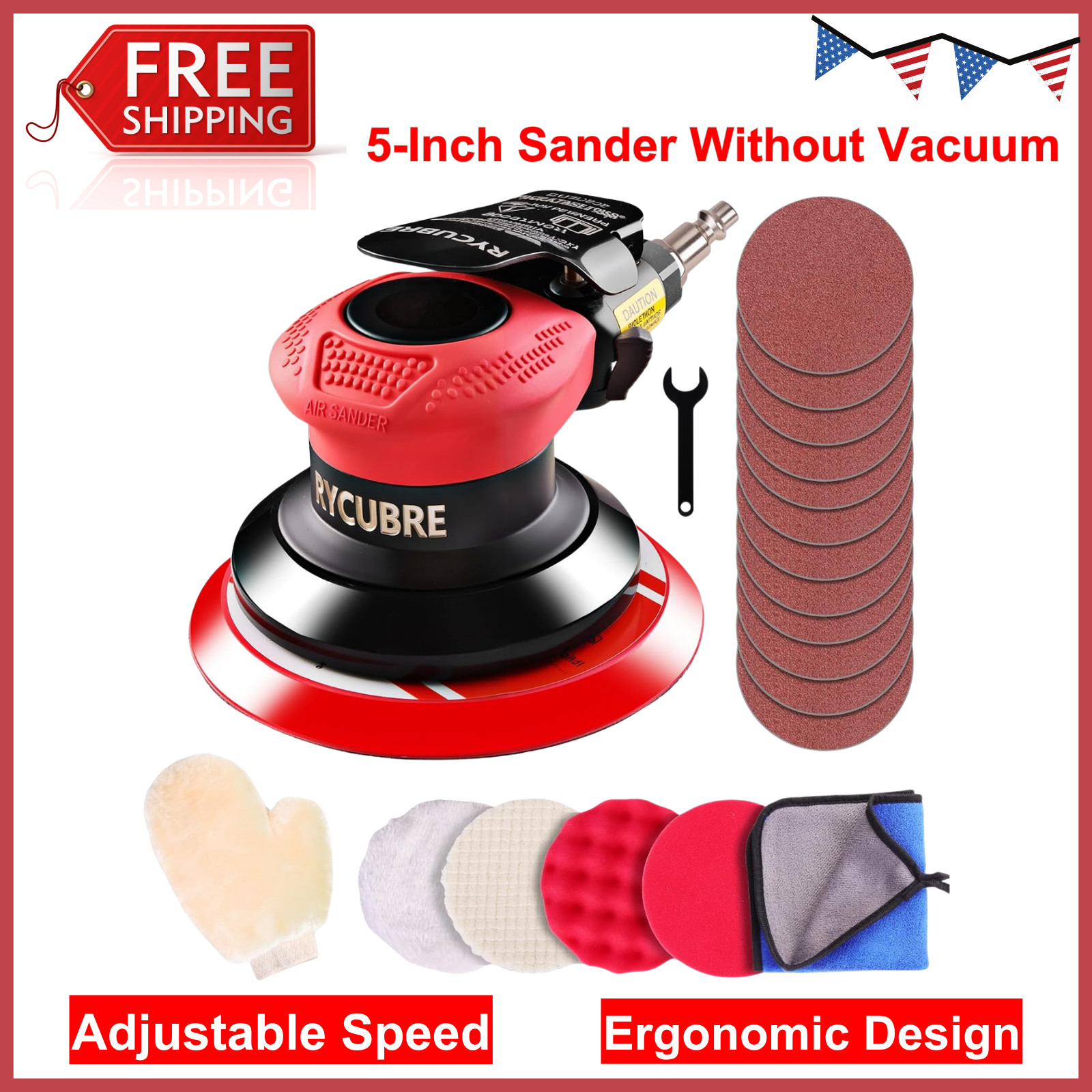 5 Inch da Sander - Professional Air Sander, Pneumatic Orbital/Air Orbital Sander