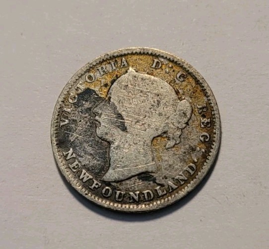 1894 Newfoundland Canada 5 Cents Silver Coin
